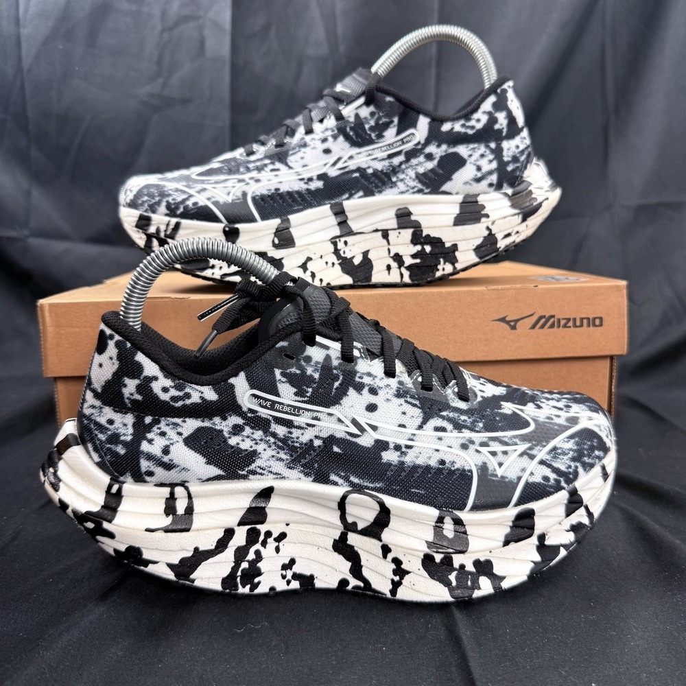 Mizuno Wave Rebellion Pro Kakizome Black And White Running Shoes Mens Size 7